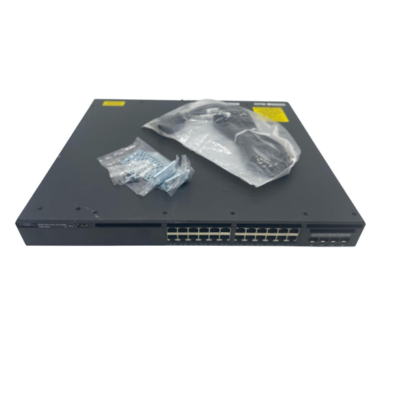 Cisco WS-C3650-24PS-S 24-Port WiFi 5 100Mbps RJ45 1U Specialty Switch, Black (Refurbished)