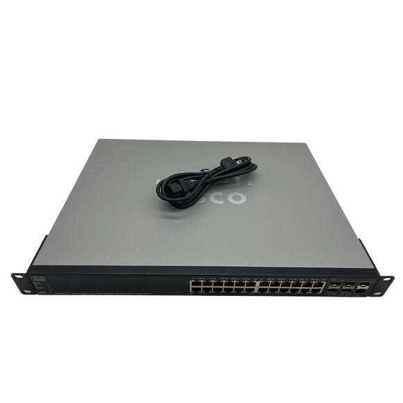 Cisco SG500X-24P-K9 | 24x Gigabit Ethernet PoE+ Ports | 4x 10GbE SFP+ Ports | Network Switch (Used - Good)