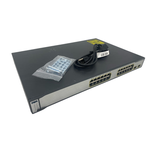 Cisco WS-C3750-24TS-S 24-Port 10/100Mbps Ethernet SFP Network Switch (Used - Good)